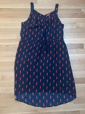 Merona Navy Dress with Coral Seahorse Print
